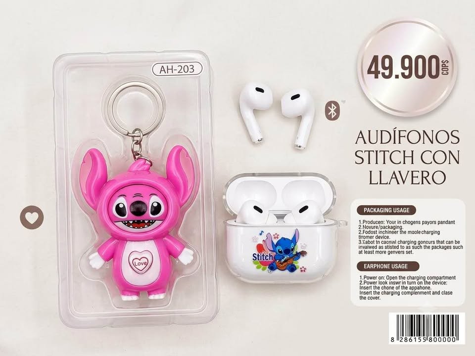 Audífonos Inalámbricos con Llavero De stitch